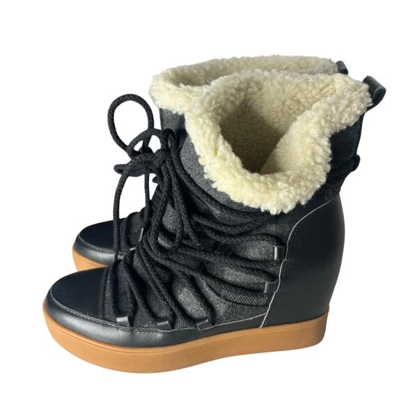 Shoe the Bear Trish Wedge Booties Black Size 8 - Picture 4 of 7